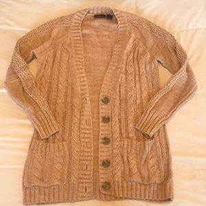 warm tan cardigan
